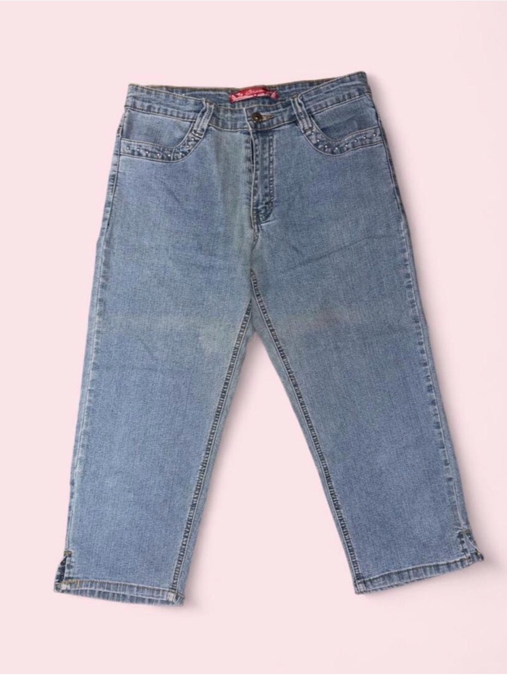 Y2K COS Womens Relaxed Light Blue Jean Capris